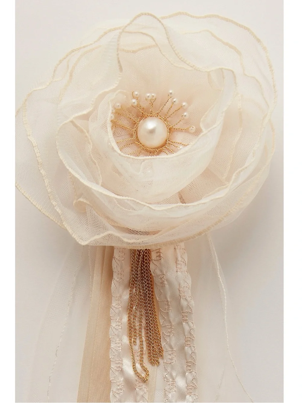 Free People Curried Myrrh Chiara Rosette Clip Ivory NWT Ethereal Victorian Bride